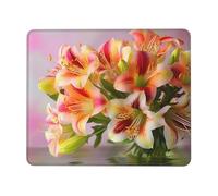 LKTPSKQRY Alstroemeria Mouse Pad with Stitched Edge, Comfortable Mouse Pads with Non-Slip Rubber Base Gaming Mouse Mat Washable Mousepads Computers Laptop Desk Accessories for Office 8.3 x 10.3 in