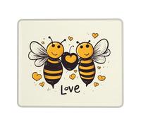 LKTPSKQRY Bee Love Honey Mouse Pad with Stitched Edge, Comfortable Mouse Pads with Non-Slip Rubber Base Gaming Mouse Mat Washable Mousepads Computers Laptop Desk Accessories for Office 10 x 12 inch