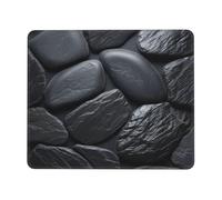 LKTPSKQRY Black Stone Mouse Pad with Stitched Edge, Comfortable Mouse Pads with Non-Slip Rubber Base Gaming Mouse Mat Washable Mousepads Computers Laptop Desk Accessories for Office 7.9 x 9.5 in