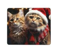 LKTPSKQRY Christmas Cat Mouse Pad with Stitched Edge, Comfortable Mouse Pads with Non-Slip Rubber Base Gaming Mouse Mat Washable Mousepads Computers Laptop Desk Accessories for Office 7.9 x 9.5 in