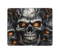 LKTPSKQRY Cool Evil Skull Mouse Pad with Stitched Edge, Comfortable Mouse Pads with Non-Slip Rubber Base Gaming Mouse Mat Washable Mousepads Computers Laptop Desk Accessories for Office 8.3 x 10.3 in