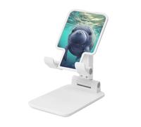 LKTPSKQRY Cute Sea Animal Manatee Cell Phone Stand, Adjustable Angle Height Mobile Phone Holder for Desk,Folding Desktop Phone Stand, Portable Tablet Stand Compatible with 4.4"-6.3" Smartphone