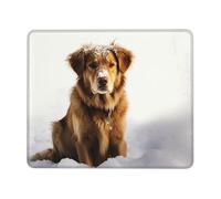 LKTPSKQRY Dog in the snow Mouse Pad with Stitched Edge, Comfortable Mouse Pads with Non-Slip Rubber Base Gaming Mouse Mat Washable Mousepads Computers Laptop Desk Accessories for Office 7.9 x 9.5 in