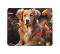 LKTPSKQRY dog with flower Mouse Pad with Stitched Edge, Comfortable Mouse Pads with Non-Slip Rubber Base Gaming Mouse Mat Washable Mousepads Computers Laptop Desk Accessories for Office 7.9 x 9.5 in
