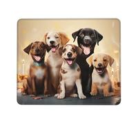LKTPSKQRY Dogs Happy Party Mouse Pad with Stitched Edge, Comfortable Mouse Pads with Non-Slip Rubber Base Gaming Mouse Mat Washable Mousepads Computers Laptop Desk Accessories for Office 7 x 8.6 in