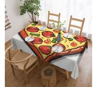 LKTPSKQRY I Love Pizza Heart Rectangle Table Cloth, Waterproof Heavy Duty Tablecloths, Spill-Proof Tablecloth Washable Table Cover for Dining Camping Indoor Outdoor Table Cloths 137 x 183 cm