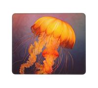 LKTPSKQRY Jellyfish orange Mouse Pad with Stitched Edge, Comfortable Mouse Pads with Non-Slip Rubber Base Gaming Mouse Mat Washable Mousepads Computers Laptop Desk Accessories for Office 7 x 8.6 in