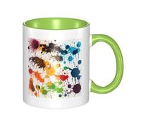 LKTPSKQRY Large Ceramic Coffee Mugs,11oz Coffee Cups with Handle,Novelty Porcelain Mug Abstract Paint Splashes Tea Mugs for Women Men Big Tea Cup,Latte Mug for Milk, Hot Tea,Microwave Safe
