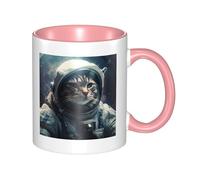 LKTPSKQRY Large Ceramic Coffee Mugs,11oz Coffee Cups with Handle,Novelty Porcelain Mug Astronaut cat in Space Tea Mugs for Women Men Big Tea Cup,Latte Mug for Milk, Hot Tea,Microwave Safe