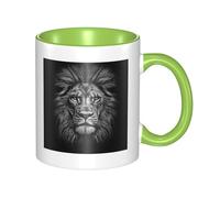 LKTPSKQRY Large Ceramic Coffee Mugs,11oz Coffee Cups with Handle,Novelty Porcelain Mug Black and White Lion Head Tea Mugs for Women Men Big Tea Cup,Latte Mug for Milk, Hot Tea,Microwave Safe