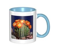 LKTPSKQRY Large Ceramic Coffee Mugs,11oz Coffee Cups with Handle,Novelty Porcelain Mug Blooming Barrel Cactus Tea Mugs for Women Men Big Tea Cup,Latte Mug for Milk, Hot Tea,Microwave Safe
