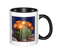 LKTPSKQRY Large Ceramic Coffee Mugs,11oz Coffee Cups with Handle,Novelty Porcelain Mug Blooming Barrel Cactus Tea Mugs for Women Men Big Tea Cup,Latte Mug for Milk, Hot Tea,Microwave Safe