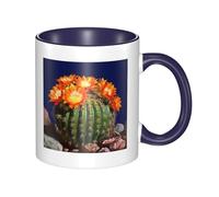 LKTPSKQRY Large Ceramic Coffee Mugs,11oz Coffee Cups with Handle,Novelty Porcelain Mug Blooming Barrel Cactus Tea Mugs for Women Men Big Tea Cup,Latte Mug for Milk, Hot Tea,Microwave Safe