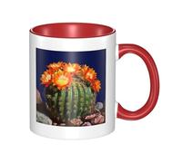 LKTPSKQRY Large Ceramic Coffee Mugs,11oz Coffee Cups with Handle,Novelty Porcelain Mug Blooming Barrel Cactus Tea Mugs for Women Men Big Tea Cup,Latte Mug for Milk, Hot Tea,Microwave Safe