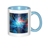 LKTPSKQRY Large Ceramic Coffee Mugs,11oz Coffee Cups with Handle,Novelty Porcelain Mug Blue Aesthetic Color Splash Tea Mugs for Women Men Big Tea Cup,Latte Mug for Milk, Hot Tea,Microwave Safe