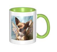 LKTPSKQRY Large Ceramic Coffee Mugs,11oz Coffee Cups with Handle,Novelty Porcelain Mug Brown Chihuahua Angel Wings Tea Mugs for Women Men Big Tea Cup,Latte Mug for Milk, Hot Tea,Microwave Safe