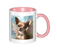 LKTPSKQRY Large Ceramic Coffee Mugs,11oz Coffee Cups with Handle,Novelty Porcelain Mug Brown Chihuahua Angel Wings Tea Mugs for Women Men Big Tea Cup,Latte Mug for Milk, Hot Tea,Microwave Safe