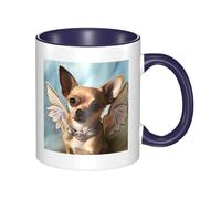 LKTPSKQRY Large Ceramic Coffee Mugs,11oz Coffee Cups with Handle,Novelty Porcelain Mug Brown Chihuahua Angel Wings Tea Mugs for Women Men Big Tea Cup,Latte Mug for Milk, Hot Tea,Microwave Safe