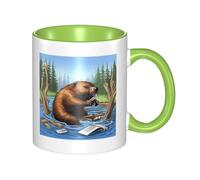 LKTPSKQRY Large Ceramic Coffee Mugs,11oz Coffee Cups with Handle,Novelty Porcelain Mug Busy Beaver Cartoon Tea Mugs for Women Men Big Tea Cup,Latte Mug for Milk, Hot Tea,Microwave Safe