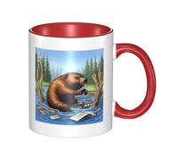 LKTPSKQRY Large Ceramic Coffee Mugs,11oz Coffee Cups with Handle,Novelty Porcelain Mug Busy Beaver Cartoon Tea Mugs for Women Men Big Tea Cup,Latte Mug for Milk, Hot Tea,Microwave Safe