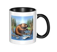 LKTPSKQRY Large Ceramic Coffee Mugs,11oz Coffee Cups with Handle,Novelty Porcelain Mug Busy Beaver Cartoon Tea Mugs for Women Men Big Tea Cup,Latte Mug for Milk, Hot Tea,Microwave Safe