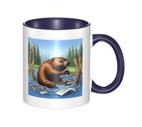 LKTPSKQRY Large Ceramic Coffee Mugs,11oz Coffee Cups with Handle,Novelty Porcelain Mug Busy Beaver Cartoon Tea Mugs for Women Men Big Tea Cup,Latte Mug for Milk, Hot Tea,Microwave Safe