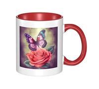 LKTPSKQRY Large Ceramic Coffee Mugs,11oz Coffee Cups with Handle,Novelty Porcelain Mug Butterfly and Rose Tea Mugs for Women Men Big Tea Cup,Latte Mug for Milk, Hot Tea,Microwave Safe