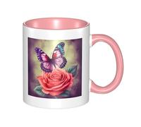 LKTPSKQRY Large Ceramic Coffee Mugs,11oz Coffee Cups with Handle,Novelty Porcelain Mug Butterfly and Rose Tea Mugs for Women Men Big Tea Cup,Latte Mug for Milk, Hot Tea,Microwave Safe