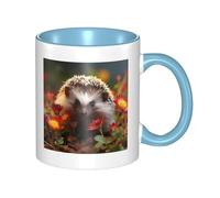LKTPSKQRY Large Ceramic Coffee Mugs,11oz Coffee Cups with Handle,Novelty Porcelain Mug Cute Hedgehog Flower Tea Mugs for Women Men Big Tea Cup,Latte Mug for Milk, Hot Tea,Microwave Safe