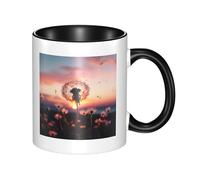 LKTPSKQRY Large Ceramic Coffee Mugs,11oz Coffee Cups with Handle,Novelty Porcelain Mug Dandelion in the Sunset Tea Mugs for Women Men Big Tea Cup,Latte Mug for Milk, Hot Tea,Microwave Safe