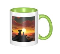 LKTPSKQRY Large Ceramic Coffee Mugs,11oz Coffee Cups with Handle,Novelty Porcelain Mug Elephant and Dog Watch The Sunset Tea Mugs for Women Men Big Tea Cup,Latte Mug for Milk, Hot Tea,Microwave Safe