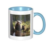 LKTPSKQRY Large Ceramic Coffee Mugs,11oz Coffee Cups with Handle,Novelty Porcelain Mug Mother Brown Bears Protect Cubs Tea Mugs for Women Men Big Tea Cup,Latte Mug for Milk, Hot Tea,Microwave Safe