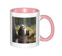 LKTPSKQRY Large Ceramic Coffee Mugs,11oz Coffee Cups with Handle,Novelty Porcelain Mug Mother Brown Bears Protect Cubs Tea Mugs for Women Men Big Tea Cup,Latte Mug for Milk, Hot Tea,Microwave Safe