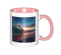 LKTPSKQRY Large Ceramic Coffee Mugs,11oz Coffee Cups with Handle,Novelty Porcelain Mug Ocean Tide Waves Tea Mugs for Women Men Big Tea Cup,Latte Mug for Milk, Hot Tea,Microwave Safe