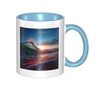 LKTPSKQRY Large Ceramic Coffee Mugs,11oz Coffee Cups with Handle,Novelty Porcelain Mug Ocean Tide Waves Tea Mugs for Women Men Big Tea Cup,Latte Mug for Milk, Hot Tea,Microwave Safe