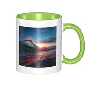 LKTPSKQRY Large Ceramic Coffee Mugs,11oz Coffee Cups with Handle,Novelty Porcelain Mug Ocean Tide Waves Tea Mugs for Women Men Big Tea Cup,Latte Mug for Milk, Hot Tea,Microwave Safe