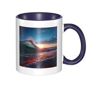 LKTPSKQRY Large Ceramic Coffee Mugs,11oz Coffee Cups with Handle,Novelty Porcelain Mug Ocean Tide Waves Tea Mugs for Women Men Big Tea Cup,Latte Mug for Milk, Hot Tea,Microwave Safe