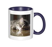 LKTPSKQRY Large Ceramic Coffee Mugs,11oz Coffee Cups with Handle,Novelty Porcelain Mug Sleeping Cat Tea Mugs for Women Men Big Tea Cup,Latte Mug for Milk, Hot Tea,Microwave Safe