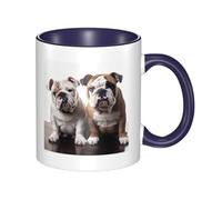 LKTPSKQRY Large Ceramic Coffee Mugs,11oz Coffee Cups with Handle,Novelty Porcelain Mug Two Cute Bulldog Dogs Tea Mugs for Women Men Big Tea Cup,Latte Mug for Milk, Hot Tea,Microwave Safe