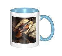 LKTPSKQRY Large Ceramic Coffee Mugs,11oz Coffee Cups with Handle,Novelty Porcelain Mug Violin and Book Tea Mugs for Women Men Big Tea Cup,Latte Mug for Milk, Hot Tea,Microwave Safe