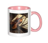 LKTPSKQRY Large Ceramic Coffee Mugs,11oz Coffee Cups with Handle,Novelty Porcelain Mug Violin and Book Tea Mugs for Women Men Big Tea Cup,Latte Mug for Milk, Hot Tea,Microwave Safe