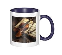 LKTPSKQRY Large Ceramic Coffee Mugs,11oz Coffee Cups with Handle,Novelty Porcelain Mug Violin and Book Tea Mugs for Women Men Big Tea Cup,Latte Mug for Milk, Hot Tea,Microwave Safe