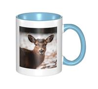 LKTPSKQRY Large Ceramic Coffee Mugs,11oz Coffee Cups with Handle,Novelty Porcelain Mug Wild Animals Deer Tea Mugs for Women Men Big Tea Cup,Latte Mug for Milk, Hot Tea,Microwave Safe