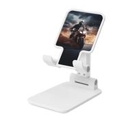 LKTPSKQRY Man Ride A Motorcycle Cell Phone Stand, Adjustable Angle Height Mobile Phone Holder for Desk,Folding Desktop Phone Stand, Portable Tablet Stand Compatible with 4.4"-6.3" Smartphone