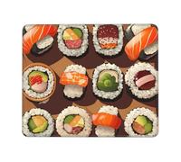 LKTPSKQRY Many Sushi Food Mouse Pad with Stitched Edge, Comfortable Mouse Pads with Non-Slip Rubber Base Gaming Mouse Mat Washable Mousepads Computers Laptop Desk Accessories for Office 8.3 x 10.3 in