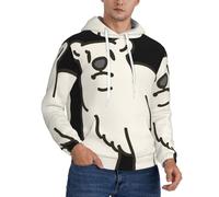 LKTPSKQRY Men's Fleece Pullover Hoodie Long Sleeve Hooded polar bear Sweatshirt Casual Shirts With Pockets XL Black