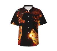 LKTPSKQRY Men's Hawaiian Shirt Short Sleeve Button Down Shirts Dance Music Beach Shirt Lightweight Blouses S Black