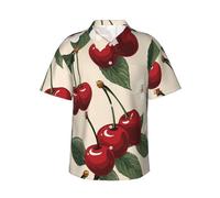 LKTPSKQRY Men's Hawaiian Shirt Short Sleeve Button Down Shirts Red Cherry Pattern Beach Shirt Lightweight Blouses S