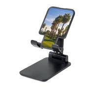 LKTPSKQRY Palm Tree Golf Course Cell Phone Stand, Adjustable Angle Height Mobile Phone Holder for Desk,Folding Desktop Phone Stand, Portable Tablet Stand Compatible with 4.4"-6.3" Smartphone