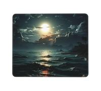 LKTPSKQRY Sea moon Mouse Pad with Stitched Edge, Comfortable Mouse Pads with Non-Slip Rubber Base Gaming Mouse Mat Washable Mousepads Computers Laptop Desk Accessories for Office 10 x 12 inch